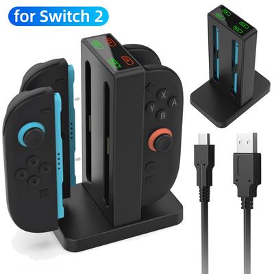 Зарядная станция для контроллеров Nintendo Switch 2 Joy-Con, магнитная зарядная подставка-станция с индикатором, аксессуары для геймпада