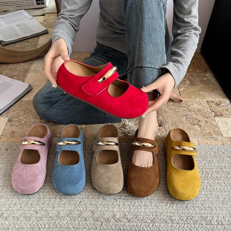 2025 Весна Новые женские балетки ретро красные с двойной пряжкой на ремне повседневные высококачественные туфли большого размера для леди Мэри Джейн