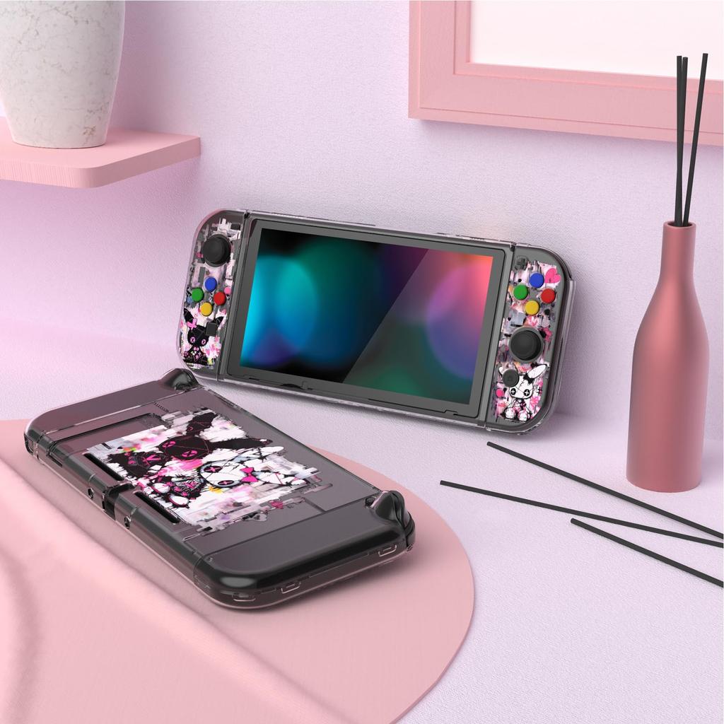 Защитный чехол, совместимый с PlayVital Soft TPU Slim Case Cover для Switch с цветной кнопкой ABXY Patterned Protective Shell Switch, Caps,