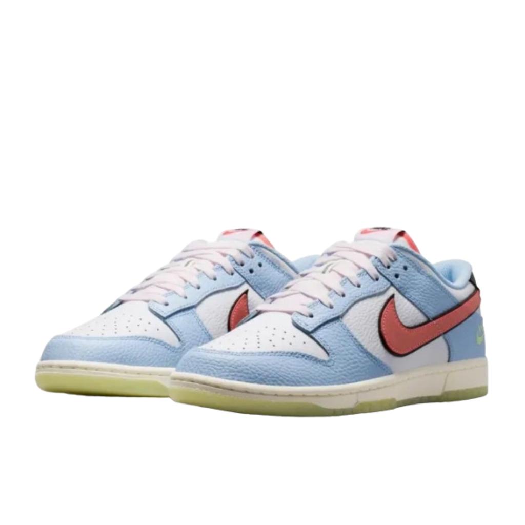 Nike Dunk Low Smiley Swoosh White Hydrogen Blue Crimson