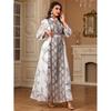 Middle East Indonesian Robe Women's Turkey New Arrival Fashion with Arab Dress Embroidered Printed Dubai Dress