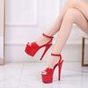 Summer Sexy Heeled Sandals Women 20CM Stiletto High Heels Ankle Buckle Party Nightclub Catwalk Ladies Shoes Size 35-43