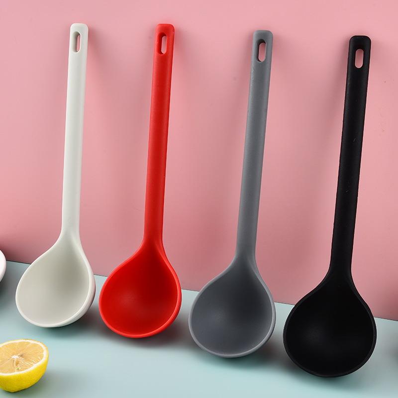 Nonstick Long-handled Silicone Soup Ladle Lightweight Odorless for Kitchen Hot Pot Porridge Cooking Tool