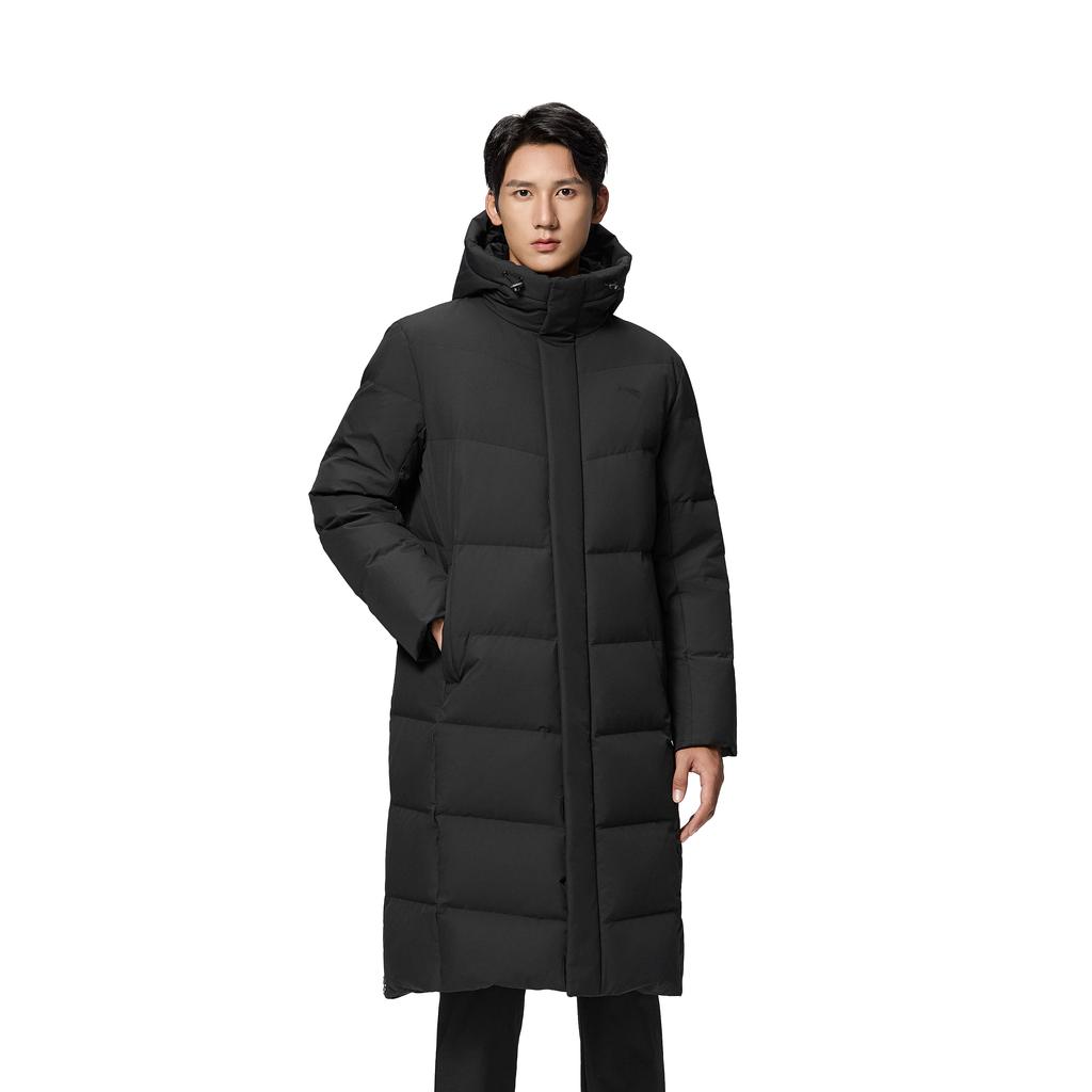 Anta Теплая Модная Удобная Длинная Спортивная Зимняя Тренировочная Уличная Пуховая Куртка Унисекс Верхняя Одежда Базовый Черный 452540212-2