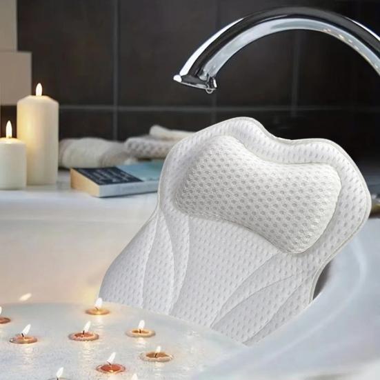 Подушка для ванны с 6 противоскользящими присосками, подголовник для ванны с сетчатой тканью 4D Air Mesh, подушка для поддержки шеи и спины, расслабляющие аксессуары для ванны