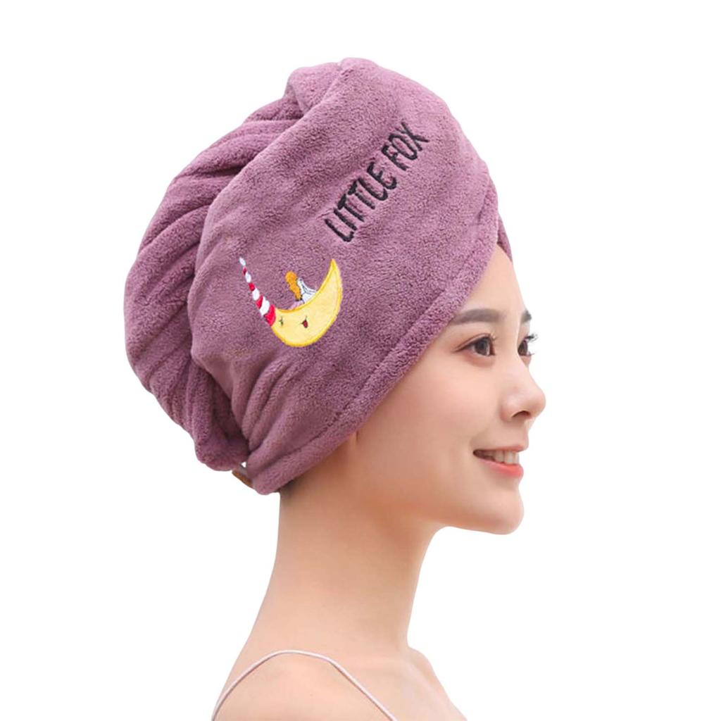 Coral Fleece Womens Hair Towel Extra Thick Bath Cap Soft Absorbent Quick Dry Hair Wrap Home Use Embroidered Headband