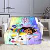 Cute Cartoon Gabby's Dollhouse Blanket Creative Flannel Fluffy Fleece Throw Blanket Children and Adult Gift Sofa Travel Camping