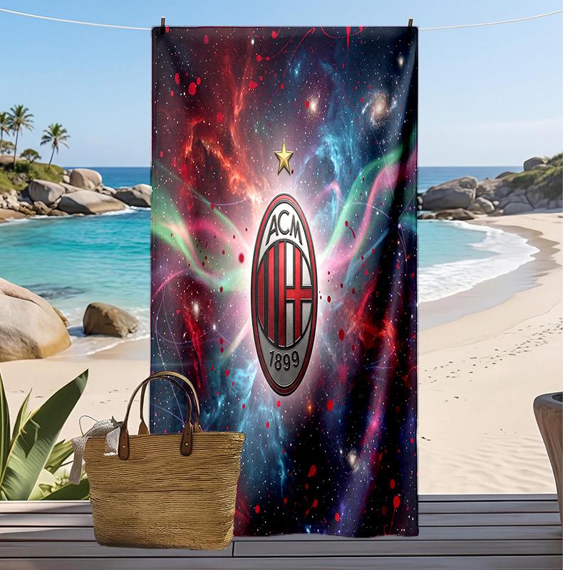 Пляжное полотенце с принтом AC Milan, быстросохнущее, мягкое, портативное, большое, прямоугольное, пляжное покрывало для путешествий, бассейна