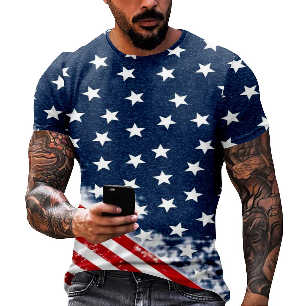 Принт «День независимости» — мужская повседневная футболка с круглым вырезом и короткими рукавами