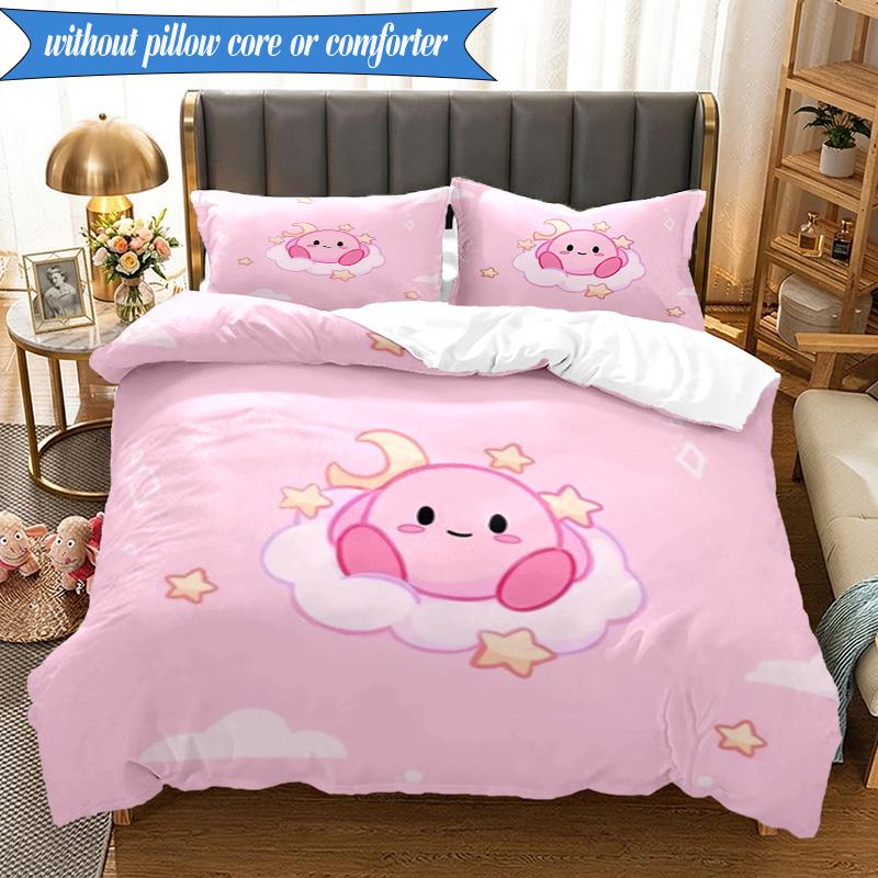 Pink pika Pattern 3pcs K-pop music group Bedding set,Ideal for Bedroom, Dormitory,Including Duvet Cover And 2pcs Pillowcases,Fan gifts