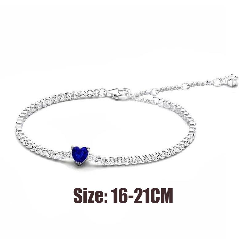 925 silver women's bracelet with adjustable bow, heart-shaped zircon bracelet, fashionable DIY jewelry gift