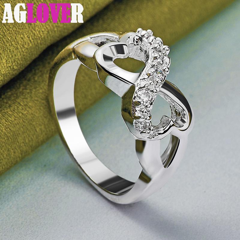 925 Sterling Silver AAA Zircon Heart Ring Jewelry