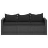 Vidaxl 3-Osobowa Sofa Ogrodowa Z Poduszkami, Czarna, Polirattan