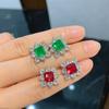 Fashion, Imitation Pigeon Blood Red Treasure Stud Earrings Female, Socialite Lace Emerald Simulation Diamond Ring