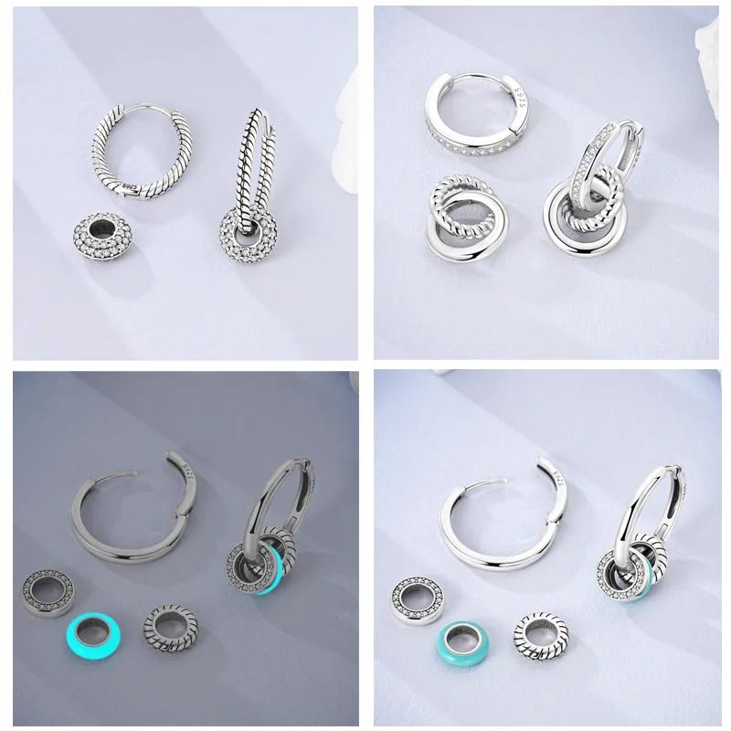 2024 New Earring for Women 925 Silver Sparkling Star Butterfly Heart Tassels Feather Hoop Earrings Engagement Wedding Jewelry