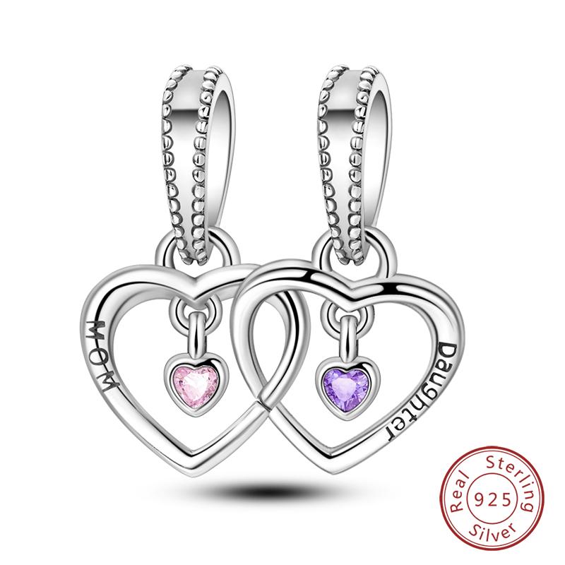 Настоящая медь Розовая серия Шармы-бусины в форме сердца Подходят для оригинальных браслетов Qikaola Сделай сам Украшения на День матери Подарок для мамы