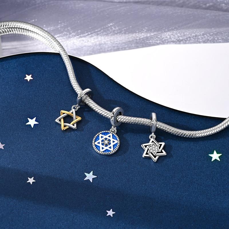 Новое в серии Hexagram Медное Сердце Любовь Подвески Шармы Украшения Подходят к Оригинальному Браслету Для Женщин Подарок Своими Руками