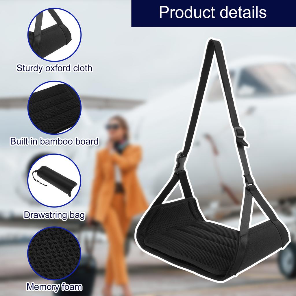 Airplane Foot Hammock Oxford Cloth Adjustable Leg Hammock With Removable Pad and Eye Mask Travel Foot Rest For Relieve Fatigue