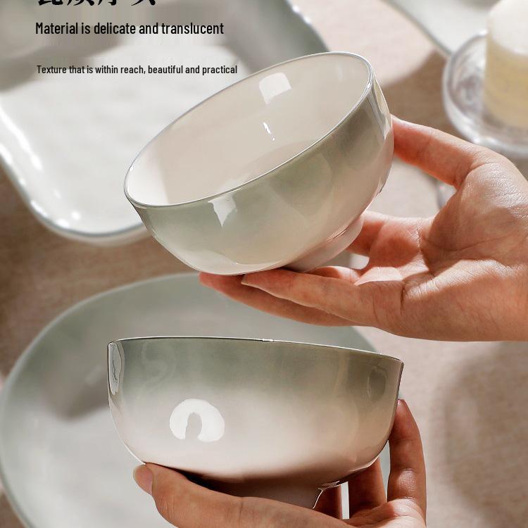 Керамический набор из миски и тарелки в скандинавском стиле, ручная роспись, 2025