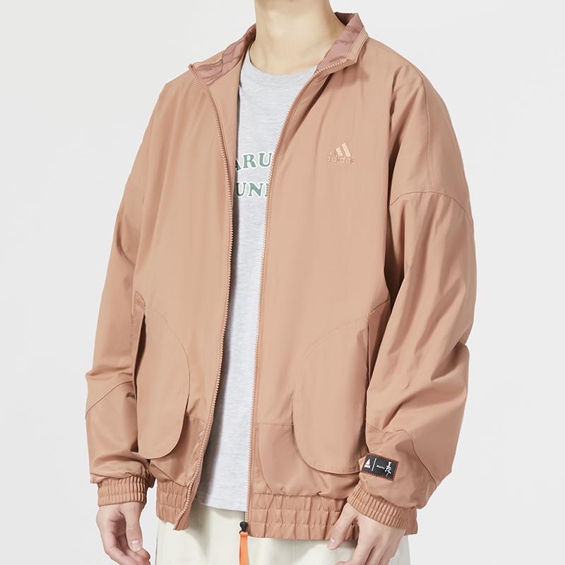 Adidas Cm Com Wv Track Jacket Solid Color Casual Stand Collar Outerwear Men Outerwear Coral HZ3038