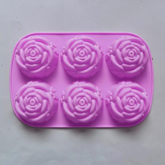 Форма для торта гибкая антипригарная в форме цветка розы силиконовая форма 6 сеток шоколад