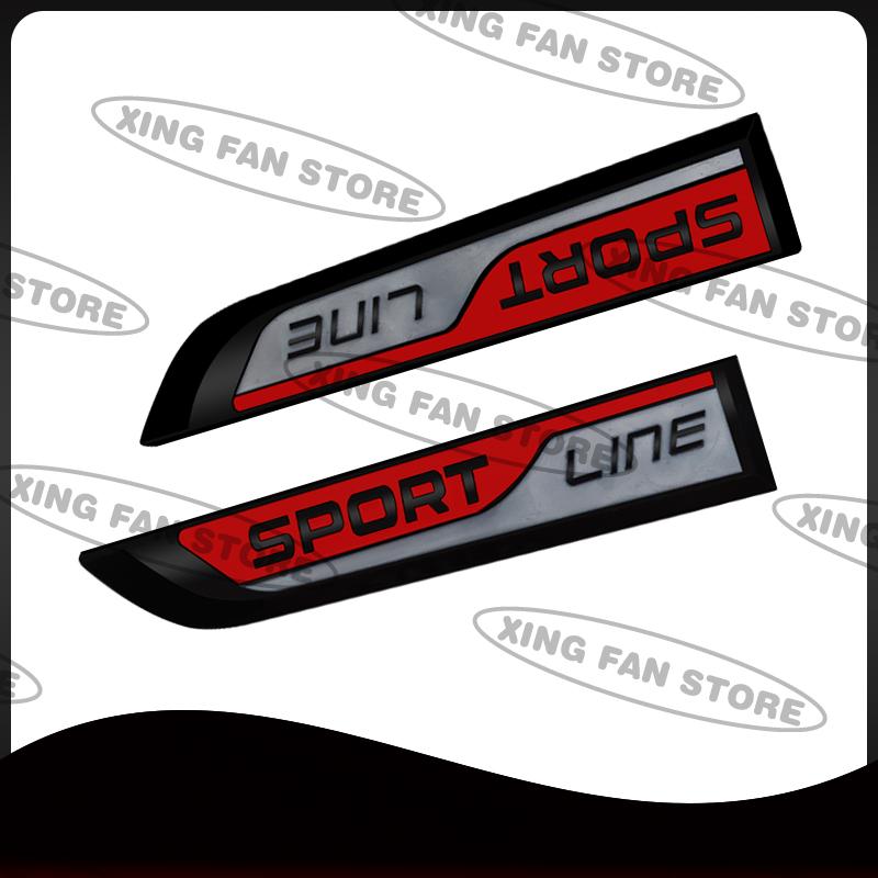 AAABU1 Auto Styling Sport Line Emblem 2Pcs Car Side Rear Trunk Badge Decal Body Sticker For Skoda Fabia Octavia Yeti Karoq VRS Scala