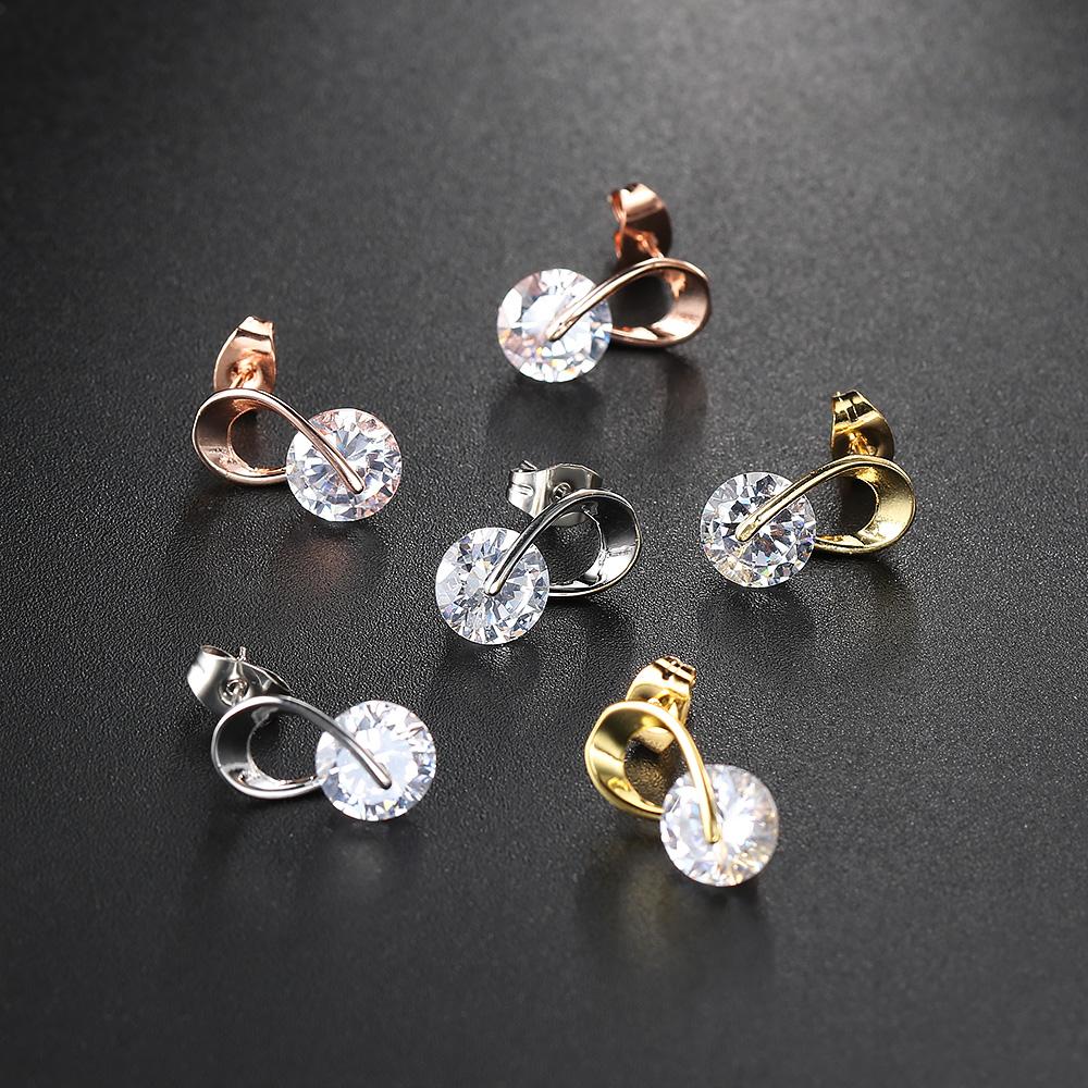 ZHOUYANG Stud Earring For Women Simple Cubic Zirconia Rose Gold Silver Party Daily Jeweley KAE070