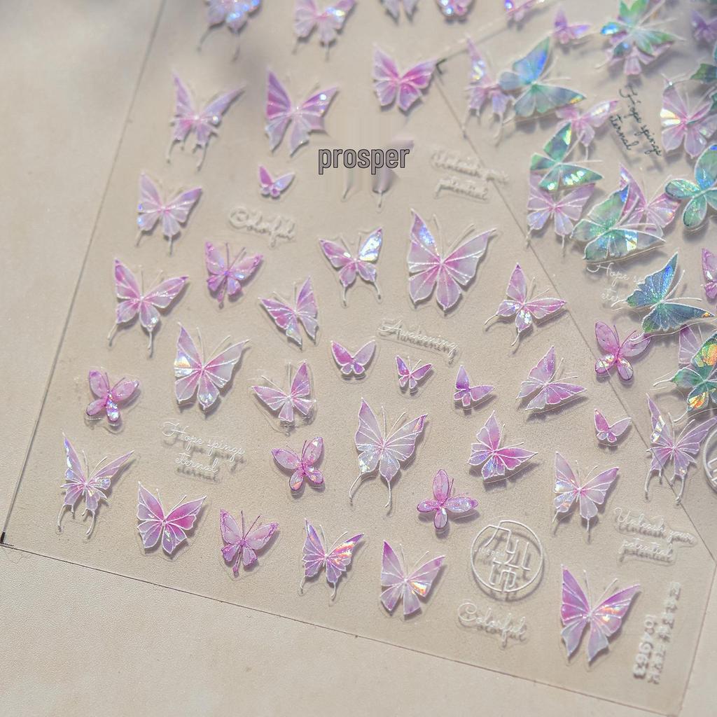 Томони Ретро Металлические Наклейки для Ногтей: Блестящая бабочка, смешанные стили, японская канцелярия