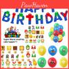 Super Mario Happy Birthday Party Decor Supplies Banner Balloon Cake Topper