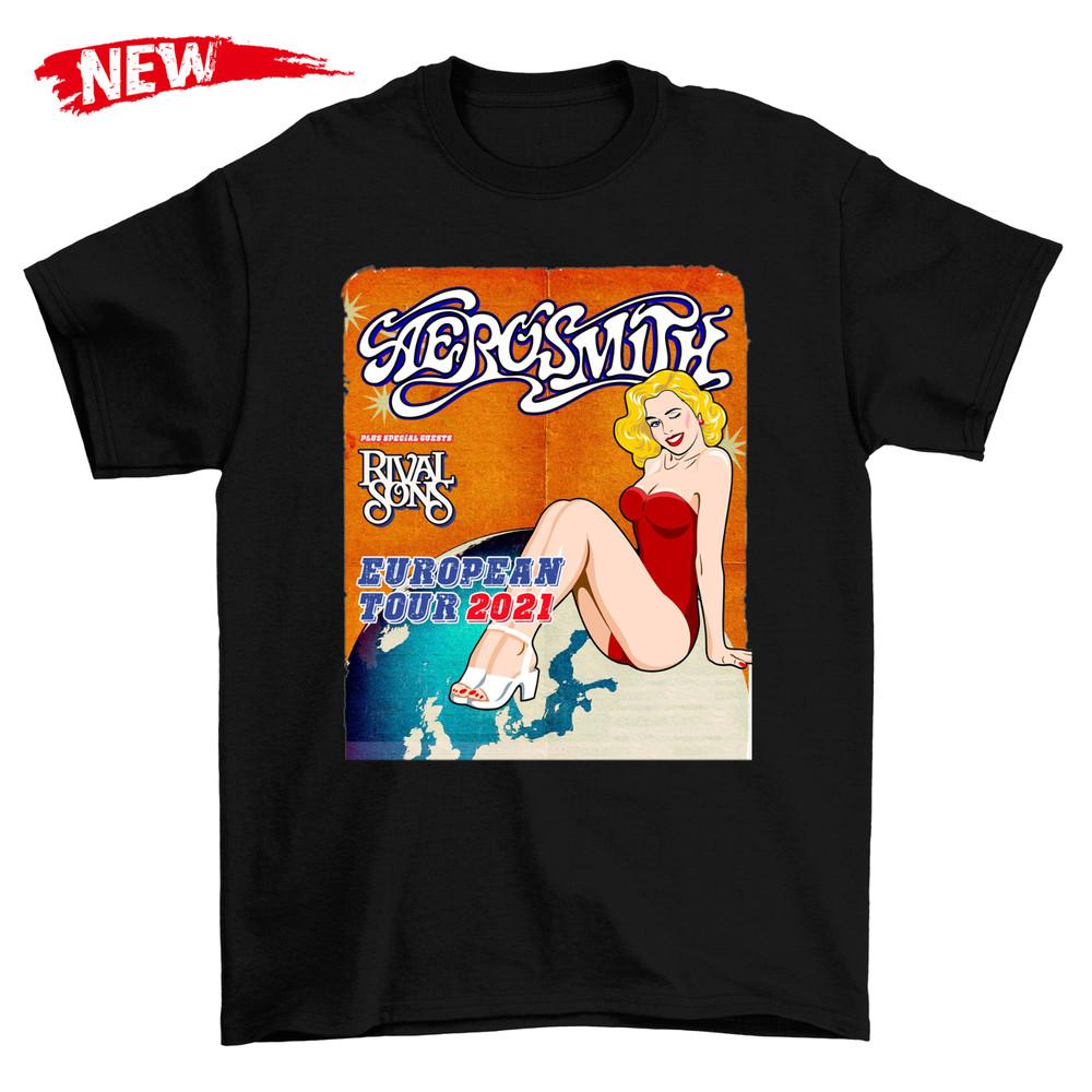 Aerosmith Band Rival Sons Tour Cotton Black Unisex S-234XL T-Shirt