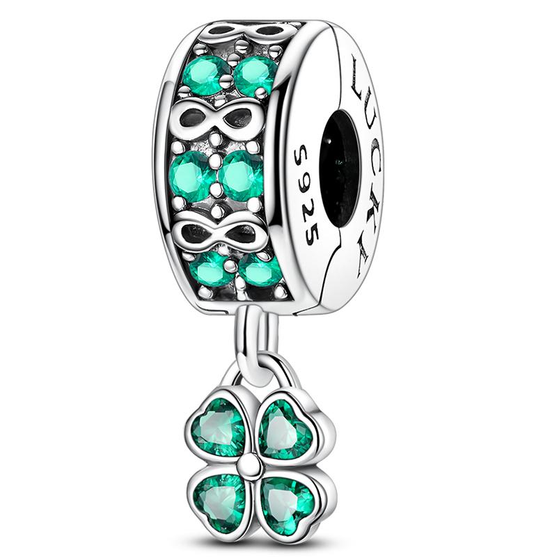 925 Silver Clip Charm Inlaid Zircon Cat Butterfly Charm Silicone Spacer Beads For Women Bracelet DIY Jewelry