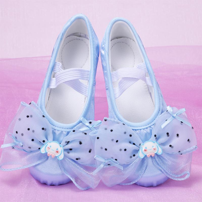 Туфли для танцев для девочек Мягкая подошва Детские балетные туфли Танцевальная обувь Милые Туфли с кошачьими когтями для сценических выступлений Украшение бантом