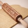 Square Grid Patterned Roller Laser Engraved Embossed Wooden Rolling Pin Cookies Mold   Dough