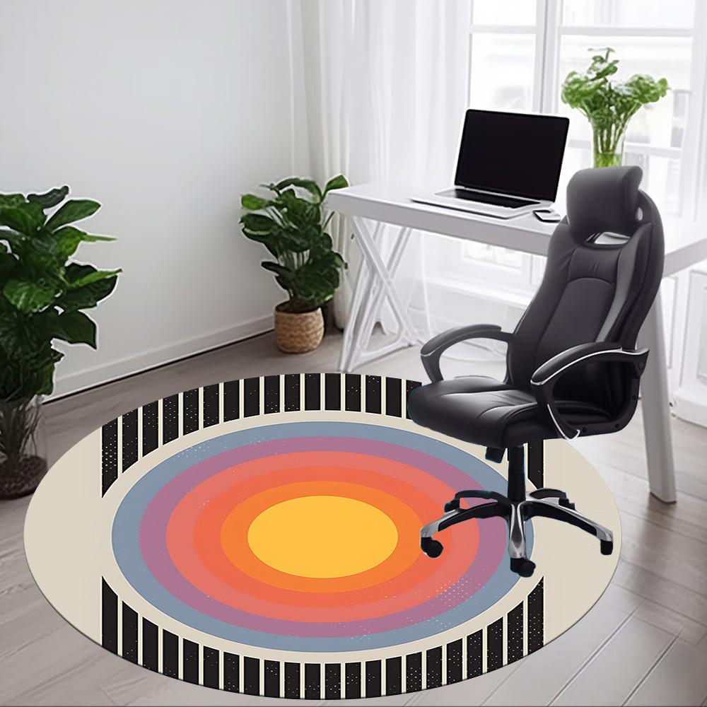 1 шт. Круглый ковер с градиентом Sunburst для офиса, коврик для помещений, подходит для офиса, под офисные стулья, спальни, гостиной, домашнего декора, декора комнаты