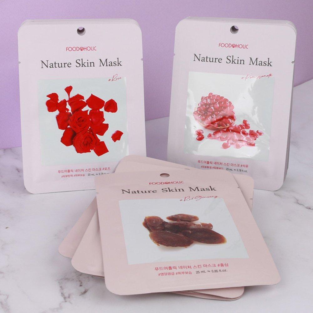 (30 Sheets) Nature Skin Moist Mask Pack (Rose, Pomegranate, Red Ginseng)