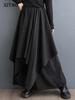 Свободные широкие брюки с нерегулярными складками, однотонные асимметричные женские повседневные брюки HQQ1819