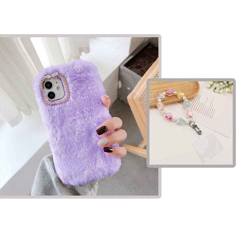 Милый браслет с сердечками и ремешком, плюшевый чехол для телефона Samsung S23 S22 S21 Ultra A73 A53 A33 A23 A13 S10 S9 S8 Plus S10 5G/Redmi/iphone 14 13, мягкий чехол