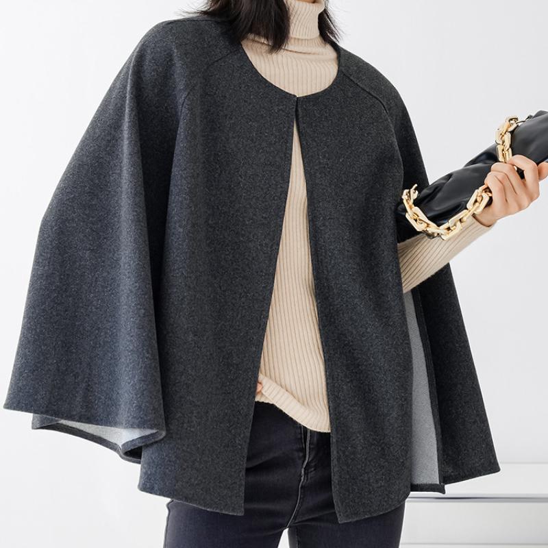 Весна Осень Новый Стиль Японский Стиль Куртка Круглый Вырез Свободный Крой Мантия Однотонный Топ Плюс Размер Стильное Женское Пальто