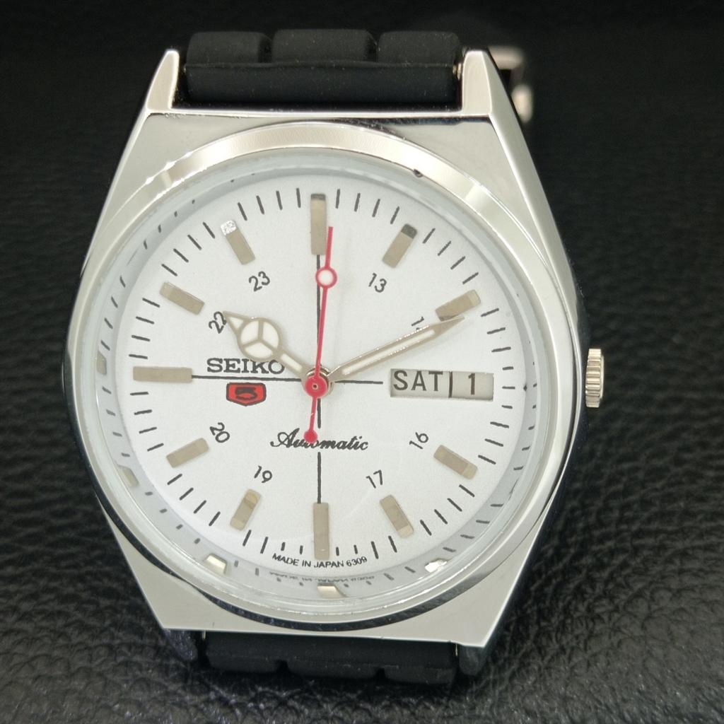 ОТРЕМОНТИРОВАННЫЕ SEIKO 5 АВТОМАТИЧЕСКИЕ 6309A ВИНТАЖНЫЕ ЯПОНСКИЕ МУЖСКИЕ БЕЛЫЕ ЧАСЫ a442873-1