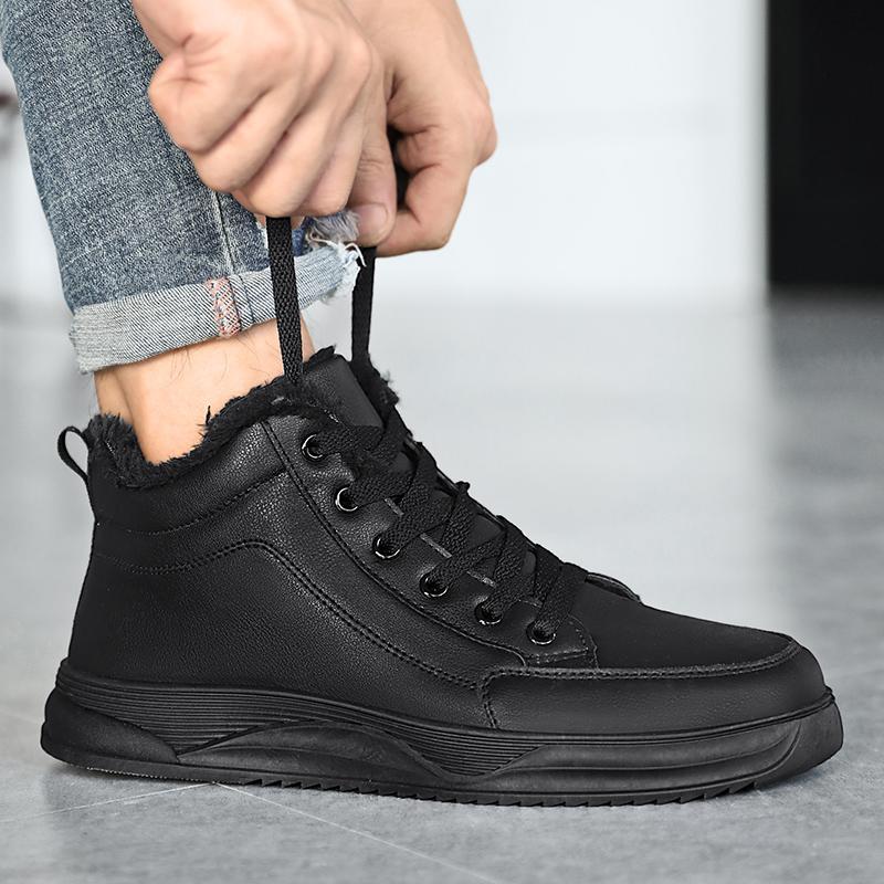 Модные легкие зимние кроссовки мужские теплые меховые высокие туфли унисекс мужские красные повседневные туфли удобные кожаные кроссовки для мужчин