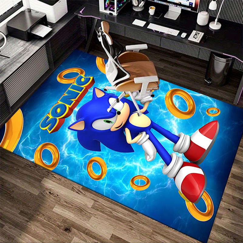 Sonic Rings Adventure Carpet For Playroom Bedroom Living Room Sofa Home Decorkids Game Area Rug Nonslip Floor Mat