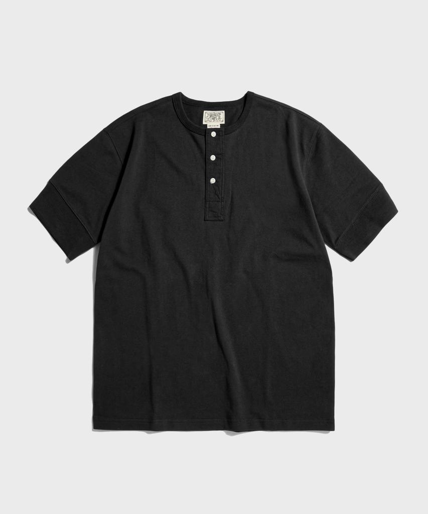 Beulonseun Винтажная футболка-henley с коротким рукавом Черная