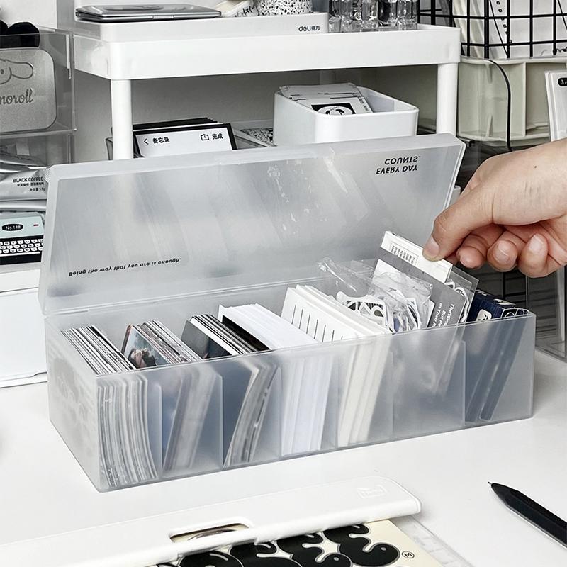 Коробки для хранения фотокарт Kpop, прозрачное ведро для упаковки фотокарт, настольный органайзер для хранения коллекций фотокарточек Idol