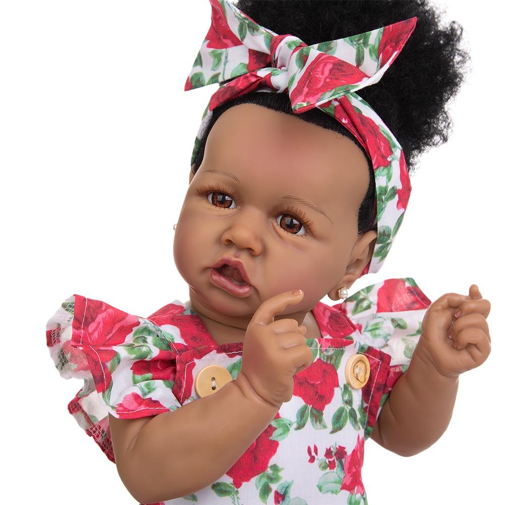 KEIUMI Ручная работа Bonecas Reborn Bebe Realista Grande 57 см, коричневая кожа, полностью силиконовая, живая кукла Reborn, игрушка для сна перед сном