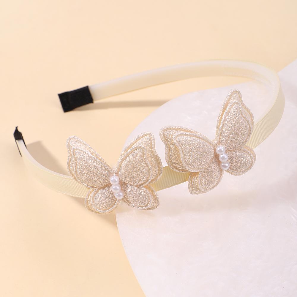 1PC Exquisite Butterfly Hairband Simulated Pearl Children's Hair Hoop Daily Hair Binding Lovely Girl Accessories Gift