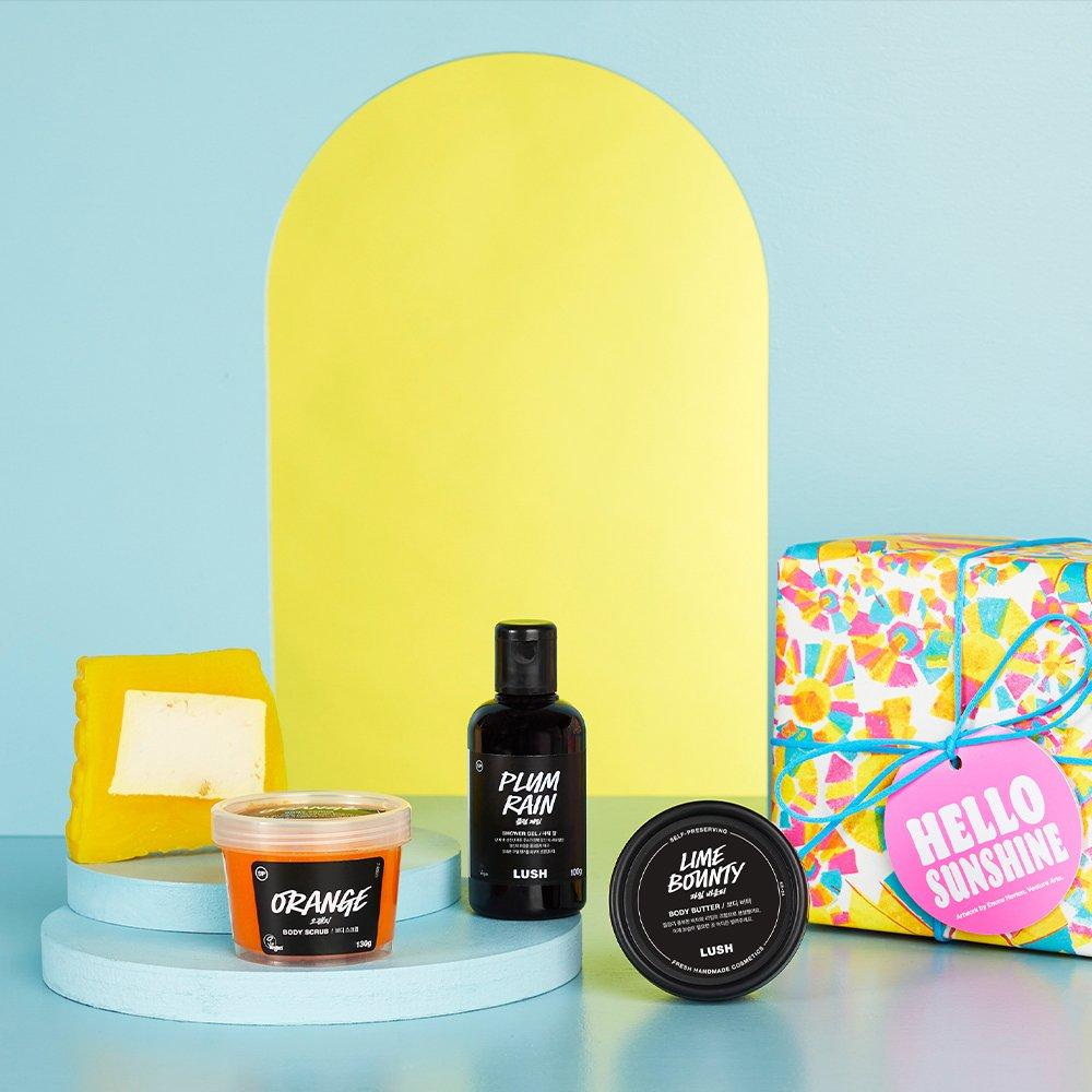 Lush Hello Sunshine - Gift (Lime Bounty 50g, Orange 130g, Plum Rain 100g, Lemon Zest (moisture Weight) 100g)
