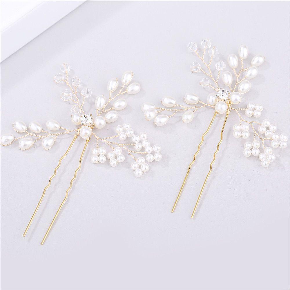 Красивые золотые украшения для выпускного вечера, аксессуары, жемчужная шпилька для волос, свадебные зажимы, шпильки, тиара для подружки невесты