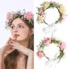 Simulation Flower Garland Hairband for Wedding Rose Headband Bohemian Bridal Hairband Elegant Photo Crown Hair Ornament