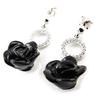 Les Trésors De Lily [J3115] - Серебряные серьги Rose Noire с черным родиевым покрытием - 28x11 мм