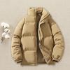 Men Autumn Cotton Coat High Collar Long Sleeve Zipper Closure Windproof Coat with